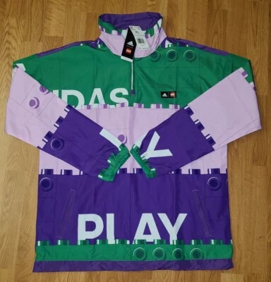 $90 Adidas Classic LEGO® Half-Zip Windbreaker Jacket HP0938 Kids Size XL NWT