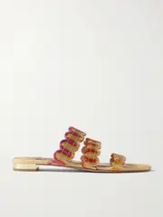 [Aquazzura] Aquazzura - Wavy Metallic Leather Slides - Gold - IT39.5 IT 39.5 Gold