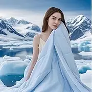 Cooling Comforter King Size - Absorbs Body Heat to Keep Cool, Luxury Tencel Summer Comforter - Blue, Cooling Blanket for Hot Sleepers and Night Sweats, Q-Max>0.4, King (90" x 106")