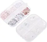 Ipetboom 2 Pack Fingernail Glitter Sequins for Nail Art Decor Delicate Sequins for DIY Manicure Smooth Particle- Shimmer