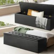 Oikiture 140 cm Storage Ottoman Blanket Box Foot Stool Bench Chest Toy LARGE