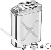 20L Jerry Can,304 Stainless Steel Petrol Fuel Tank W/Built-in Spout,Portable Heavy Duty Diesel Containers Storage Car Motorcycle
