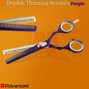 Barber Double Thinning Scissor 6'' Purple Color Hair Cutting And Dressing Shears
