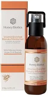 Honey Biotics Vitamin Enriched Manuka Moisturiser – UMF15+ Manuka Honey & Kakadu Plum Powerhouse with Vitamins A, B5, C, D, E – Anti-Aging, Hydrating, Sensitive Skin Savior (Dermatologically Tested For Sensitive Skin) - 30ml