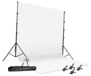 Photo Video Studio 12 x10ft 100% Muslin White Backdrop with 10 x 8.5ft Stand