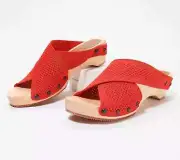 Jax & Bard Knit Clog Sandals - Libby Hill-Strawberry Red-37W (US 6.5-7)-A398489