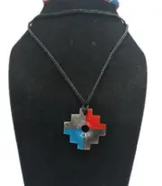 Handmade Peruvian Necklace - Chakana Multicolor Natural Stone Inca Design