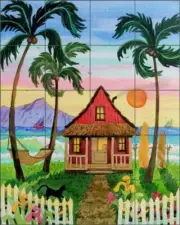 Cottage Tile Backsplash Robin Wethe Altman Tropical Art Ceramic Mural RWA057