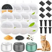 12 Cat Fountain Filters for Feelneedy F-016 Cat Fountain & 6 Water Pump Sponge & 6 Centre Sound-Absorbing Sponge, Pet Water Fountain Filter for 84 fl oz / 2.5 L Cat Water Fountain