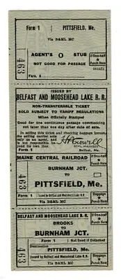 BELFAST & MOOSEHEAD LAKE RR. Interline Ticket ( unused )