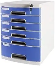 VUCICA File Cabinet Desktop Lock Plastic Drawer Storage Organization, with Lock/Blank Label and Multiple Drawers-Blue (Size : 6-Layers)