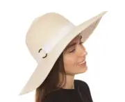 Inc International Concepts Striped-Brim Floppy Hat Beige