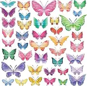 DECOWALL DS-1602 Watercolour Butterflies Kids Wall Stickers Wall Decals Peel and Stick Removable Wall Stickers for Kids Nursery Bedroom Living Room