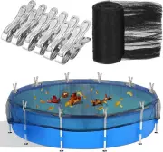 19.7 Ft Round Leaf Net Cover with Clips for 18FT Above Ground Pool, Black Mesh