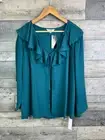 Simply Be Womens Blouse Cardigan Top Size UK 22 Teal Ruffle Frill Tie Top