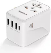 TESSAN Universal Travel Adapter, 45W International Plug Adaptor with 2 USB C 3