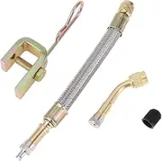 X AUTOHAUX 1 Set 135 Degrees Copper Tire Valve Extension with Universal Stainless Steel 140mm Tyre Valve Stem Extender for Car Motorcycle RV Truck Bike