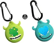 ZOSTLAND 2PCS Cute Cartoon Soft Silicone Shell Holder Case Keychain Ring Anti-Lost Dust Scratch Resistant Protective Waterproof Case Cover Compatible with AirTags (2Pack Monster)