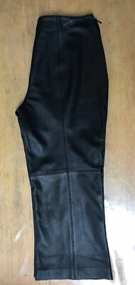 NWT ESCADA BLACK LEATHER PANTS SIZE 44