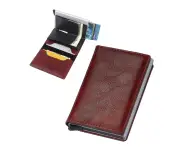 Credit Card Holder New Leather Men's Money Cash Wallet Clip RFID Blocking Purse-Red