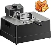 Countertop Oil Fryer, 10L Small Electric Fryerwith Viewing Window, Intelligent Constant Temperature and Adjustable Temperature, overheating Protection, for Chicken Wings, French Fries, Potato Chips