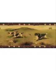 Running Dogs Hunting Burgundy Crown Belt Wallpaper Border Raymond Waites