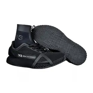 【Y-3 山本耀司】Y-3 RUNNER 4D IOW白字LOGO透氣網狀設計橡膠高低筒運動鞋(平輸品/黑)