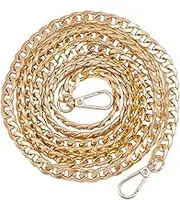 PandaHall Elite 1 Strand 160 cm Aluminium Bag Flat Chain Strap with Alloy Twist Locks Handbag Chain Strap Metal Bag Strap Replacement Bag Clutch Handles, Golden