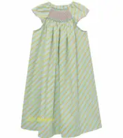Girls VIVE LA FETE smocked bishop dress 12 months 2T 5 NWT long green summer