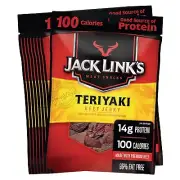 Jack Link's Beef Jerky, Teriyaki, 1.25 oz. Bags, 10 Count - Flavorful Meat Snack