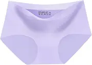 [FARZAH] 3Pcs Women Mid Waist Soft Ice Silk Seamless Lingerie Briefs Underwear Panties Hipster Underpants (Color : Light Purple, Size : Medium)
