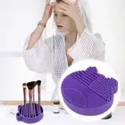 Makeup Brush Storage Rack Cleaning Pad with Holder Cleaner Mat Child