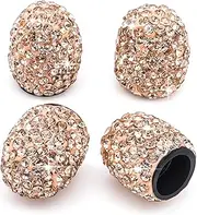 MEAJOO 4PCS Bling Crystal Diamond Tire Stem Valve Caps, Dustproof Car Wheel Tire Valve Caps Universal Tire Valve Stem Covers for Cars, SUV, Trucks, Bikes, Motorcycles, Bicycles (Rose Gold)