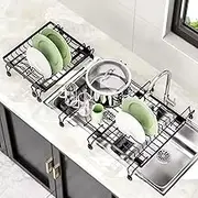 PELLUM Dish Drying Rack in Sink - Expandable Stainless Steel Dish Dryer Rack for Kitchen Counter, Multifunctional Dish Drainers for Inside Sink, Large Over The Sink Dish Rack (Expandable)