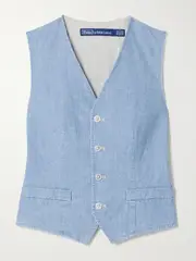 [Polo Ralph Lauren] Polo Ralph Lauren - Pauline Cotton-chambray Vest - Blue - US0 US 0 Blue