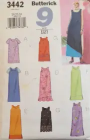Butterick Sewing Pattern 3442 Misses Dresses Pullover 9 Styles Sizes 20-24 UNCUT
