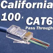 100 Pcs CAT6 RJ45 Pass Through Network Cable Modular Plug Connector Open End 8-8