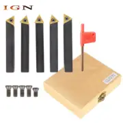 1/2" Carbide Indexable Turning Tool Lathe Tool Bit With Carbide Inserts 5 Pcs