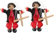CVUTOVO 2pcs Pull String Pirate Marionette Puppets Adorable Wooden Toys for Boy Girl Creative Play for Parties and Theaters Fine Motor Skills and Imagination Bright Colors and Fun Design