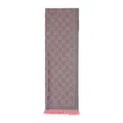 [Gucci] Gucci-Pink Gg Jacquard Pattern Knitted Scarf-Donna OS OS