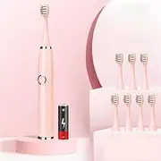Ultrasonic Electric Smart Timer Whitening Toothbrushes Soft Fur Whitening Toothbrush Waterproof Fully Automatic,Pink