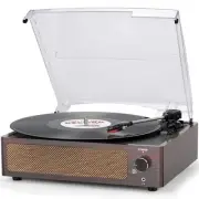 Vintage Record Player with Speakers Turntable for Vinyl Records Belt Wood Red