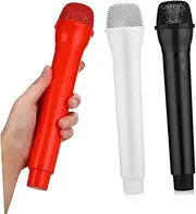 Generic 3pcs Microphone Props Stage Mini Simulation Glittered Microphone Costume Prop Speech Girl Shin Sing Play Singing Karaoke Fake Mic Speech Plastic