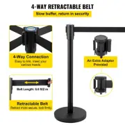 6-Piece Crowd Control Stanchion Set with 2m Black Retractable Belt
