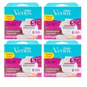 4x Gillette Venus Pk8 5 Blade Comfortglide Sugarberry With Olay