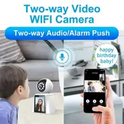3MP Two-Way Video Baby Monitor with 2.8 Inch Display Screen WiFi Security Device Indoor Auto Tracki White