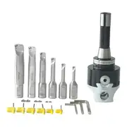 NEW R8 2INCH BORING HEAD SET WITH 6 INDEXABLE BORING BAR AND 6 CARBIDE INSERTS