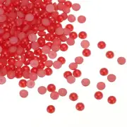 300pcs Flatback Pearls 4mm ABS Plastic Half Round Dome Pearls, Red
