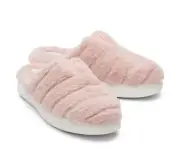 TOMS Alpargata Mallow Mule Fluff Slippers Pink Rose Faux Fur Women's NEW Size 9