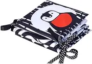 Humdcdy Black and White Fabric Book, Soft Crinkle Cloth Book, Build-in Sound Paper High Contrast Toddler Sensory Book Washable Book for Vision Stimulation